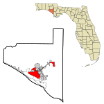 Bay County Florida Incorporated and Unincorporated areas Panama City Highlighted